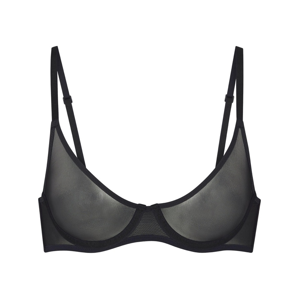 NWT Skims ultra fine mesh underwire scoop bra black onyx 32A
